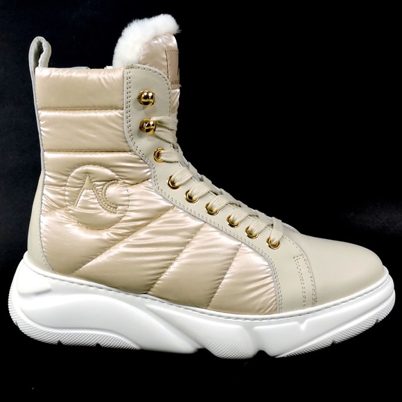 ALBERTO CICCIOLI 🇮🇹 WOMEN'S OFF WHITE LEATHER WINTER FASHION ANKLE BOOTS - Picture 4 of 9